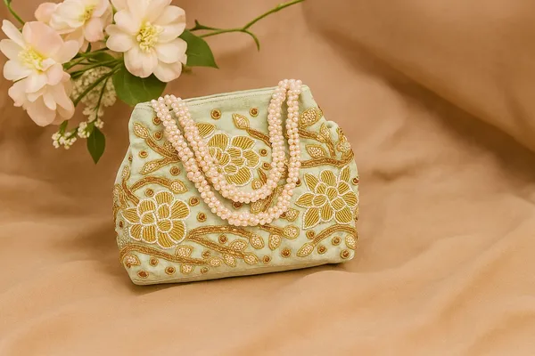 Handcrafted_Velvet_Mini_Tote_with_Pearl_Handle_-_'Royal_Garden'_Floral_Zari_Handbag-Light_Green