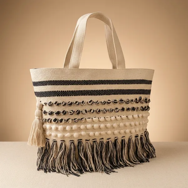 Handcrafted_Multi-Textured_Boho_Tote_-_Woven_Shoulder_Bag_with_Fringes_&_Popcorn_Details-Black