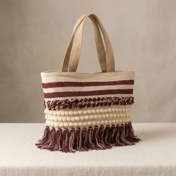Handcrafted_Multi-Textured_Boho_Tote_-_Woven_Shoulder_Bag_with_Fringes_&_Popcorn_Details-Maroon
