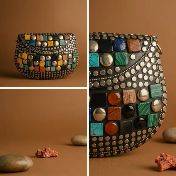 Handcrafted_Mosaic_Stone_&_Metal_Studded_Clutch_-_Geometric_Evening_Sling_Bag
