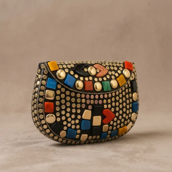 Handcrafted_Mosaic_Stone_&_Metal_Studded_Clutch_-_Geometric_Evening_Sling_Bag
