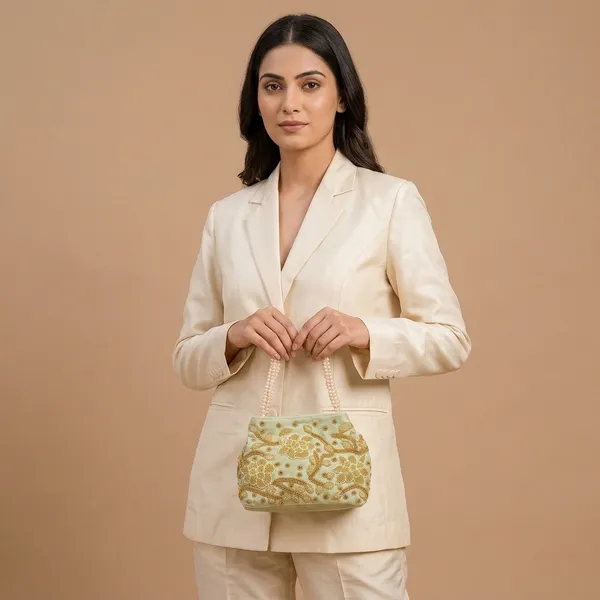 Handcrafted_Velvet_Mini_Tote_with_Pearl_Handle_-_'Royal_Garden'_Floral_Zari_Handbag-Light_Green