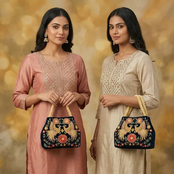 Handcrafted_Velvet_Mini_Tote_with_Pearl_Handle_-_'Twin_Peacocks'_Embroidered_Handbag-Navy_Blue