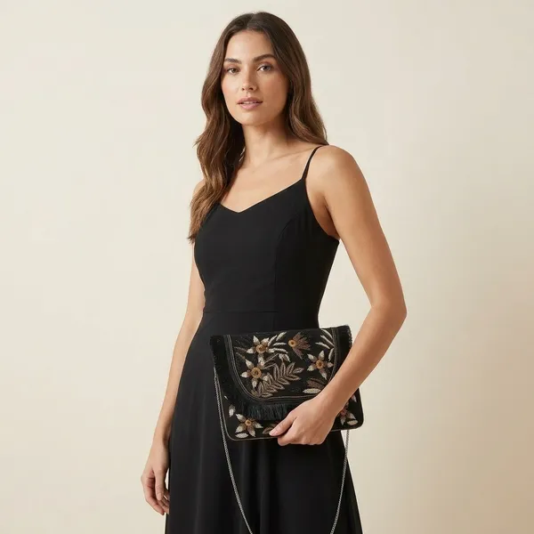 Handcrafted_Boho_Beaded_Clutch_&_Sling_Bag_-_Tribal_Coins,_Shells_&_Evil_Eye_Design-Black