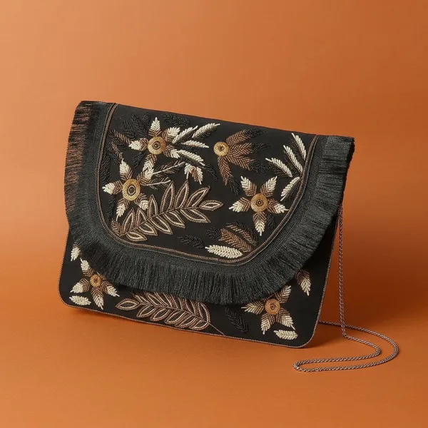 Handcrafted_Boho_Beaded_Clutch_&_Sling_Bag_-_Tribal_Coins,_Shells_&_Evil_Eye_Design-Black
