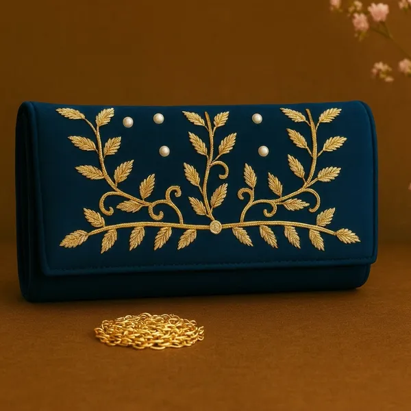 Handcrafted_Velvet_Envelope_Clutch_with_Zari_Embroidery_-_Golden_Vine_Party_Bag-Navy_Blue