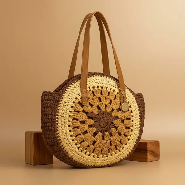Handcrafted_Crochet_Mandala_Tote_Bag_-_Boho_Round_Shoulder_Bag_with_Leather_Handles-Brown