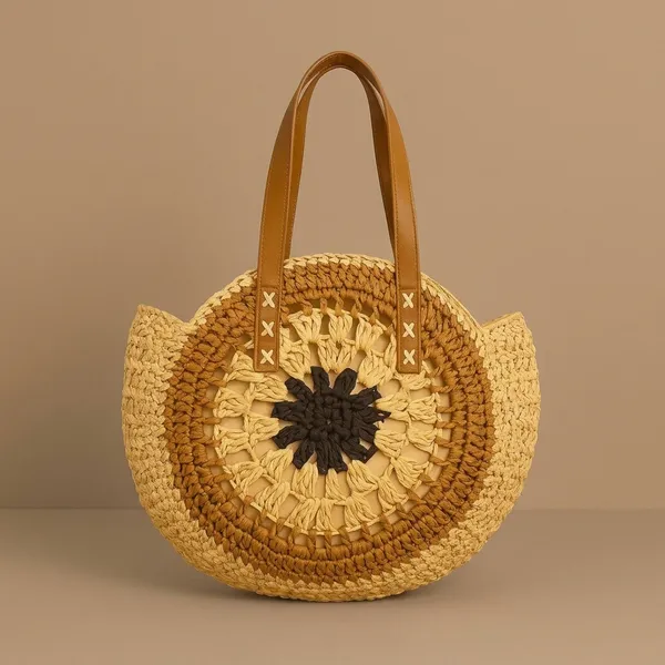 Handcrafted_Crochet_Mandala_Tote_Bag_-_Boho_Round_Shoulder_Bag_with_Leather_Handles-Beige_And_Brown