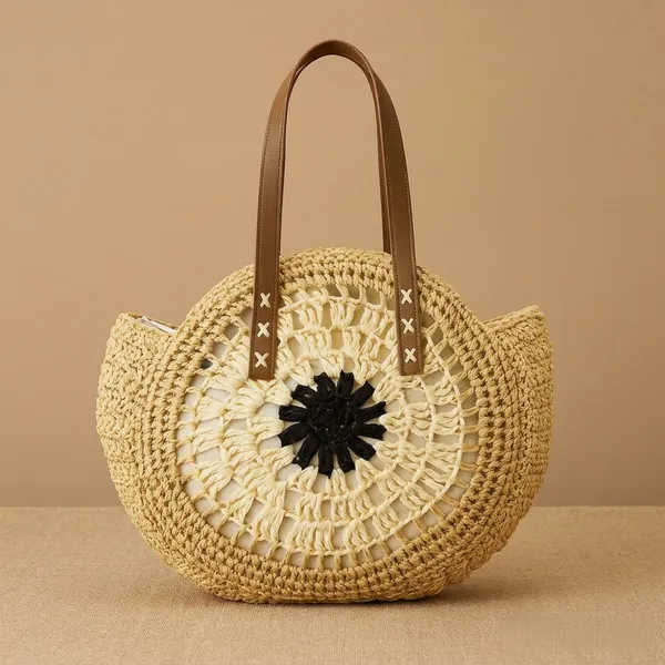 Handcrafted_Crochet_Mandala_Tote_Bag_-_Boho_Round_Shoulder_Bag_with_Leather_Handles-Beige