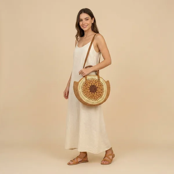 Handcrafted_Crochet_Mandala_Tote_Bag_-_Boho_Round_Shoulder_Bag_with_Leather_Handles-Golden_Yellow