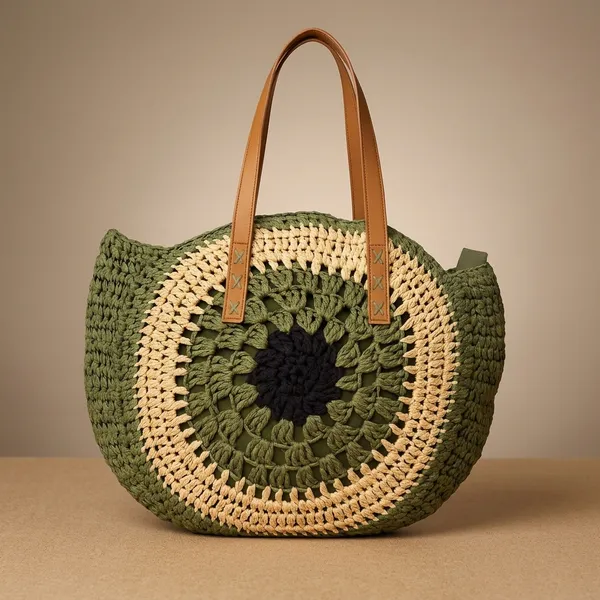 Handcrafted_Crochet_Mandala_Tote_Bag_-_Boho_Round_Shoulder_Bag_with_Leather_Handles-Green