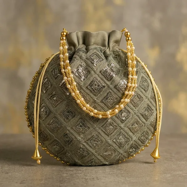 Handcrafted_Geometric_Sequin_Potli_Bag_with_Pearl_Handle_-_Diamond_Pattern_Ethnic_Batwa-Grey