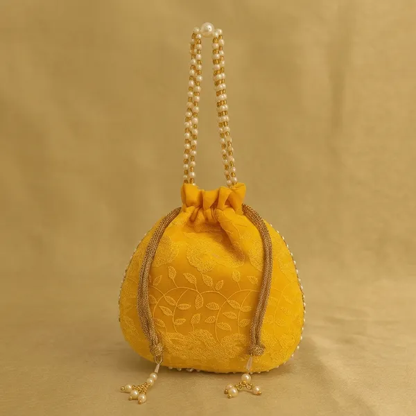 Handcrafted_Self-Embroidered_Silk_Potli_Bag_with_Pearl_Handle_-_Monotone_Ethnic_Batwa-Yellow