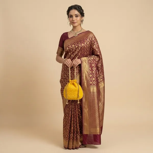 Handcrafted_Self-Embroidered_Silk_Potli_Bag_with_Pearl_Handle_-_Monotone_Ethnic_Batwa-Yellow