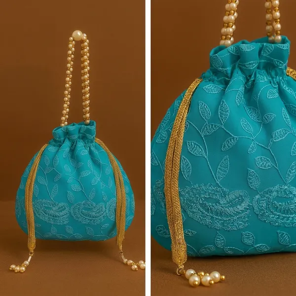 Handcrafted_Self-Embroidered_Silk_Potli_Bag_with_Pearl_Handle_-_Monotone_Ethnic_Batwa-Blue