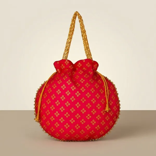 Handcrafted_Silk-Blend_Potli_Bag_with_Golden_Zari_Motifs_&_Pearl_Handle-Pink