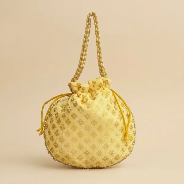 Handcrafted_Silk-Blend_Potli_Bag_with_Golden_Zari_Motifs_&_Pearl_Handle-Cream