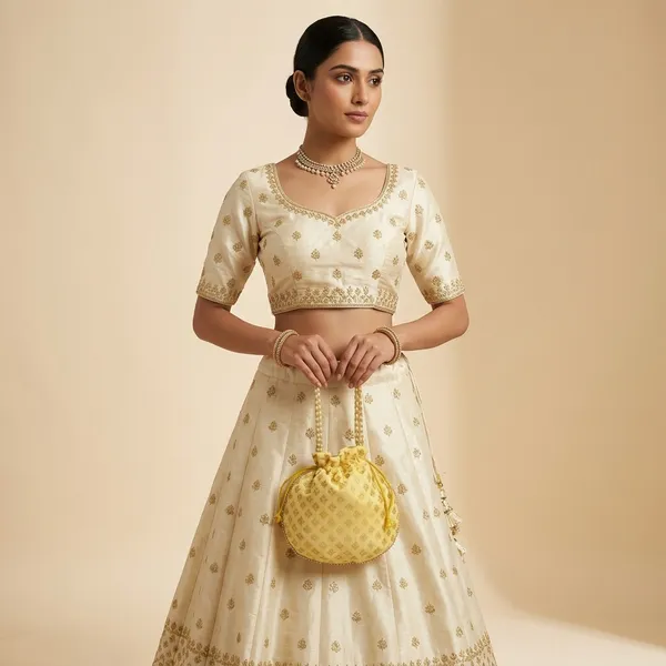 Handcrafted_Silk-Blend_Potli_Bag_with_Golden_Zari_Motifs_&_Pearl_Handle-Cream