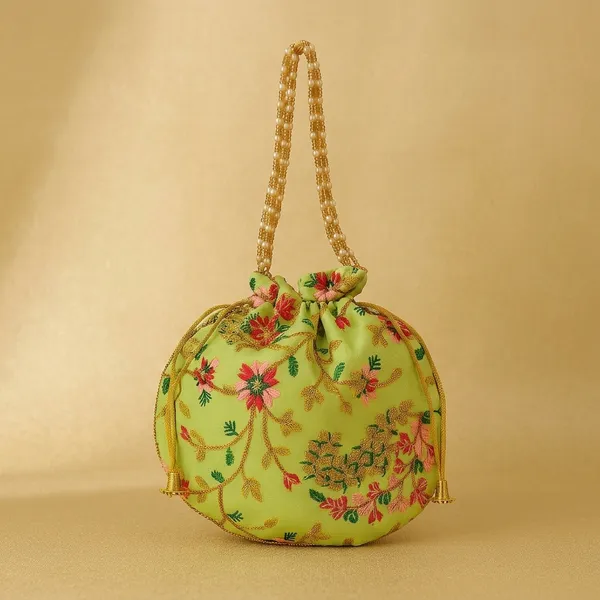 Handcrafted_Embroidered_Potli_Bag_with_Pearl_Handle_-_Traditional_Rajasthani_Wedding_Batwa-Light_Green