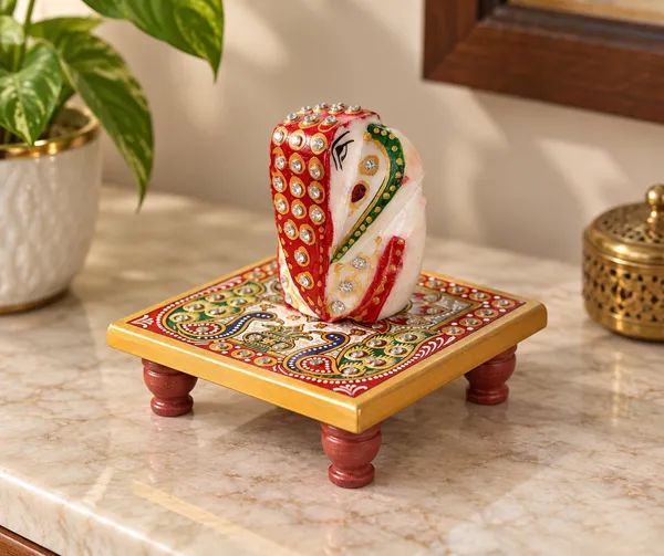 Meenakari_Marble_Ganesh_Idol_with_Chowki_–_Handcrafted-Style_Ganesha_Statue_for_Pooja_&_Festive_Decor