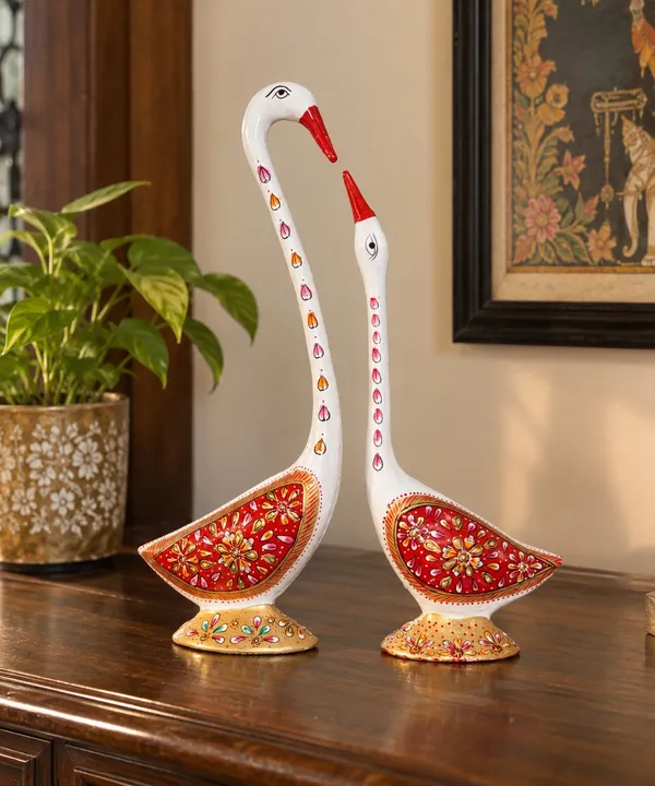 Meenakari_Swan_Love_Birds_Set_–_Handcrafted_Metal_Decorative_Figurines_for_Home_Decor