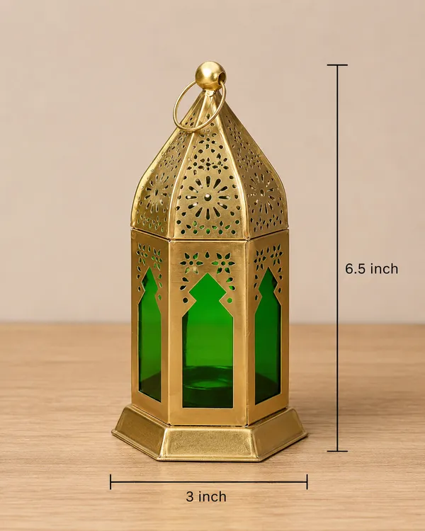 Moroccan_Style_Hanging_Tea_Light_Holder_Set_of_4_–_Handcrafted_Metal_Lanterns_with_Colorful_Glass_Panels_for_Home_Decor,_Diwali_&_Festive_Decoration