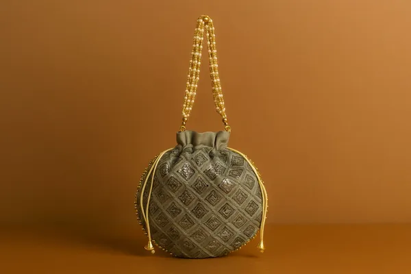 Handcrafted_Geometric_Sequin_Potli_Bag_with_Pearl_Handle_-_Diamond_Pattern_Ethnic_Batwa-Grey