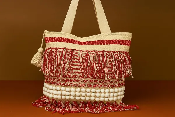 Handcrafted_Multi-Textured_Boho_Tote_-_Woven_Shoulder_Bag_with_Fringes_&_Popcorn_Details-Red