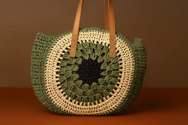 Handcrafted_Crochet_Mandala_Tote_Bag_-_Boho_Round_Shoulder_Bag_with_Leather_Handles-Green