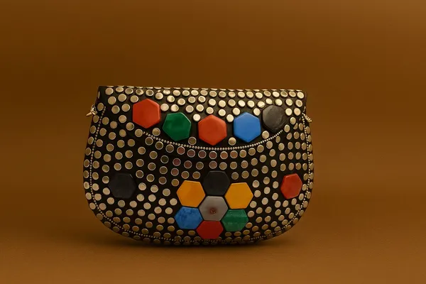 Handcrafted_Mosaic_Stone_&_Metal_Studded_Clutch_-_Geometric_Evening_Sling_Bag
