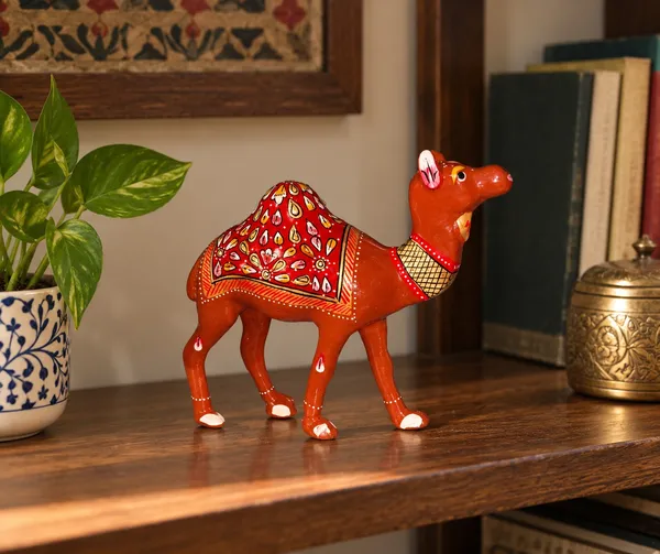Handpainted_Metal_Camel_Figurine_With_Red_Floral_Saddle_Traditional_Indian_Folk_Art_Decor_Decorative_Sculpture_For_Home_Living_Room