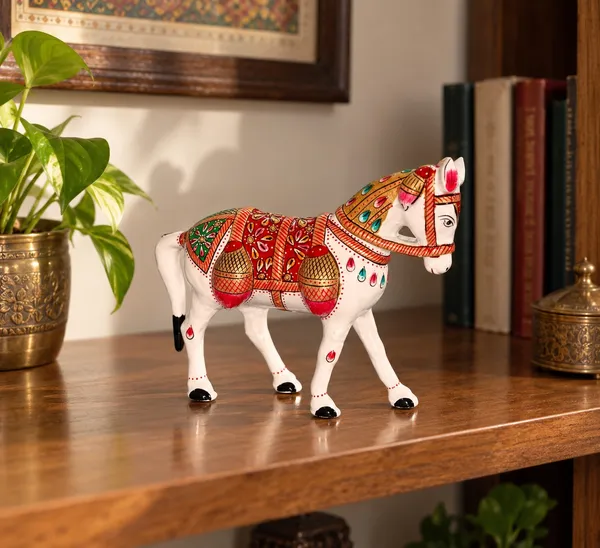 Handcrafted_Metal_Rajasthani_Horse_Figurine_Meenakari_Enamel_Art_Regal_Ethnic_Decor_Heritage_Gifting