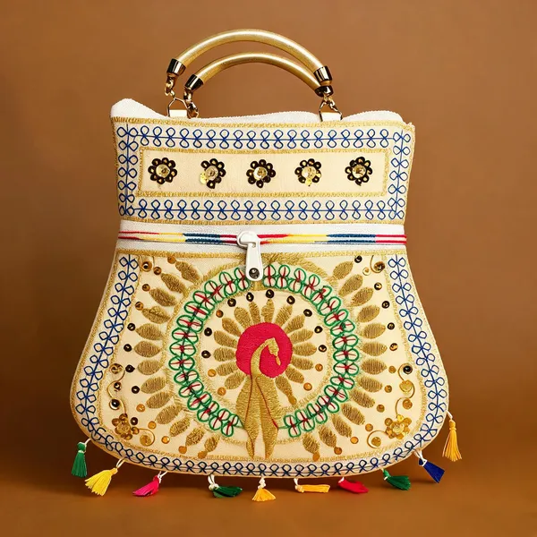Handcrafted_Embroidered_Golden_Mandala_Handbag_Ethnic_Sling_With_Metal_Handle_Front_Zipper