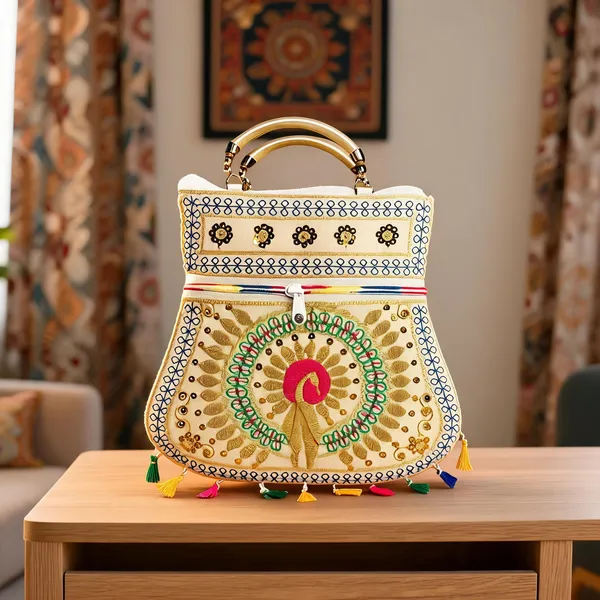 Handcrafted_Embroidered_Golden_Mandala_Handbag_Ethnic_Sling_With_Metal_Handle_Front_Zipper
