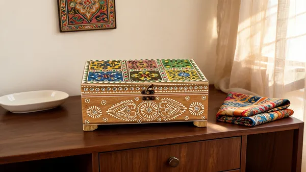 Hand_Painted_Wooden_Jewelry_Box_Indian_Folk_Art_White_Pigment_Work