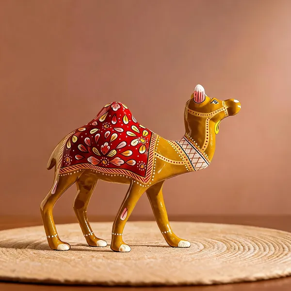 Handpainted_Metal_Camel_Figurine_With_Red_Floral_Saddle_Traditional_Indian_Folk_Art_Decor_Decorative_Sculpture_For_Home_Living_Room