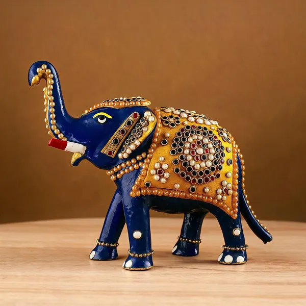 Handcrafted_Metal_Elephant_Figurine_With_Gemstone_Inlay_Traditional_Indian_Art_Statue_Royal_Blue_Decorative_Elephant_Sculpture