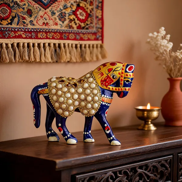 Handpainted_Metal_Horse_Figurine_With_Pearl_Inlay_Traditional_Indian_Art_Statue_Royal_Blue_Decorative_Horse_Sculpture