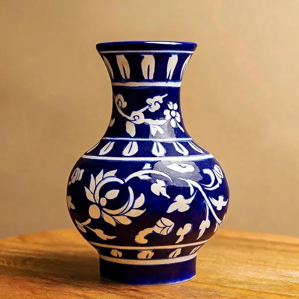 Handcrafted_Blue_Pottery_Flower_Vase_Indian_Ceramic_Art_Decor_From_Jaipur_Traditional_Floral_Design