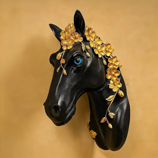 Elegant_Horse_Head_Wall_Decor_Black_Resin_Sculpture_With_Golden_Floral_Crown_Modern_Equestrian_Wall_Art