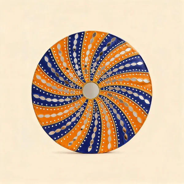 Handcrafted_Royal_Sunburst_Lippan_Art_Wall_Mirror_12_Inch_Mdf_Base_Vibrant_Blue_Yellow_Mud_Mirror_Work