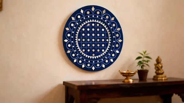 Handcrafted_Royal_Blue_Majesty_Lippan_Art_Wall_Decor_14_Inch_Mdf_Base_Premium_Monochrome_Mud_Mirror_Work_Mandala