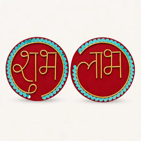 Handcrafted_Shubh_Labh_Calligraphy_Lippan_Art_Wall_Hanging_Set_8_Inch_Mdf_Base_Each_Festive_Red_Gold_Mud_Mirror_Work