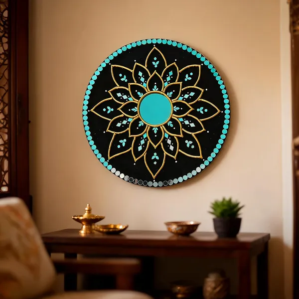 Handcrafted_Black_Gold_Lotus_Mandala_Lippan_Art_Wall_Mirror_12_Inch_Mdf_Base_Premium_Turquoise_Mud_Mirror_Work