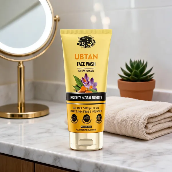 Aroma_Sri_Shine_Ubtan_Turmeric_Saffron_Tan_Removal_Face_Wash