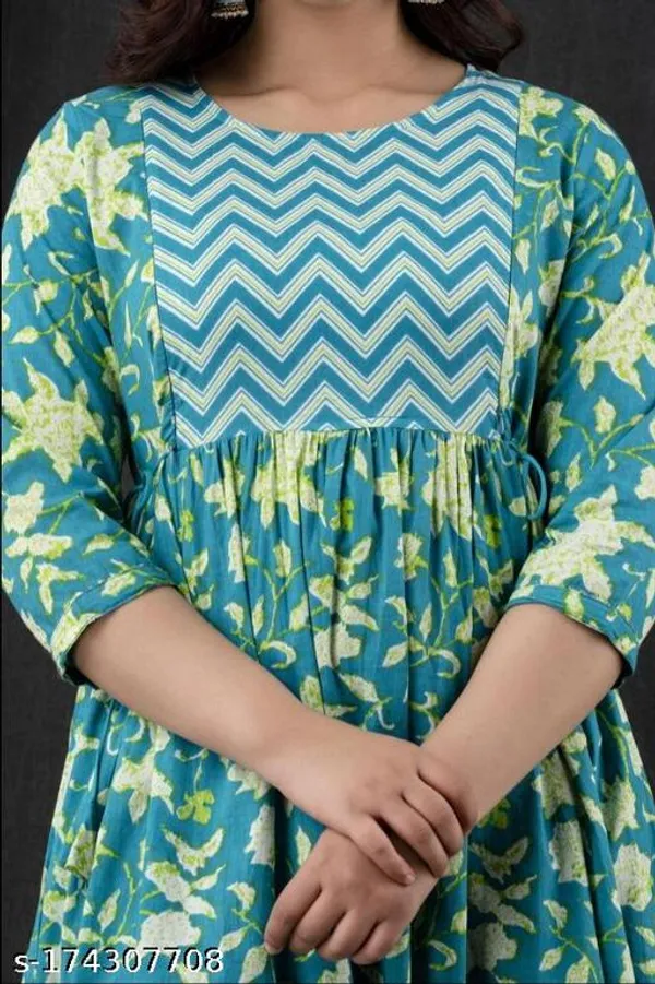 Green_Bottel_Rayon_Printed_Maternity_Gown_For_Women
