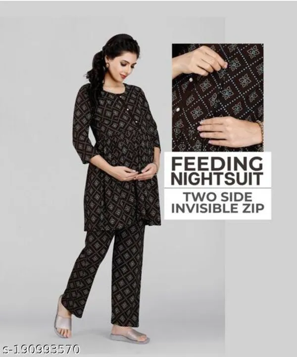 Brown_Cola_Rayon_Regular_Fit_Feeding_Night_Suit_For_Women