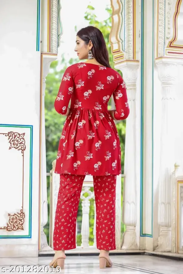 Red_Cotton_Printed_Floral_Night_Suit_For_Women
