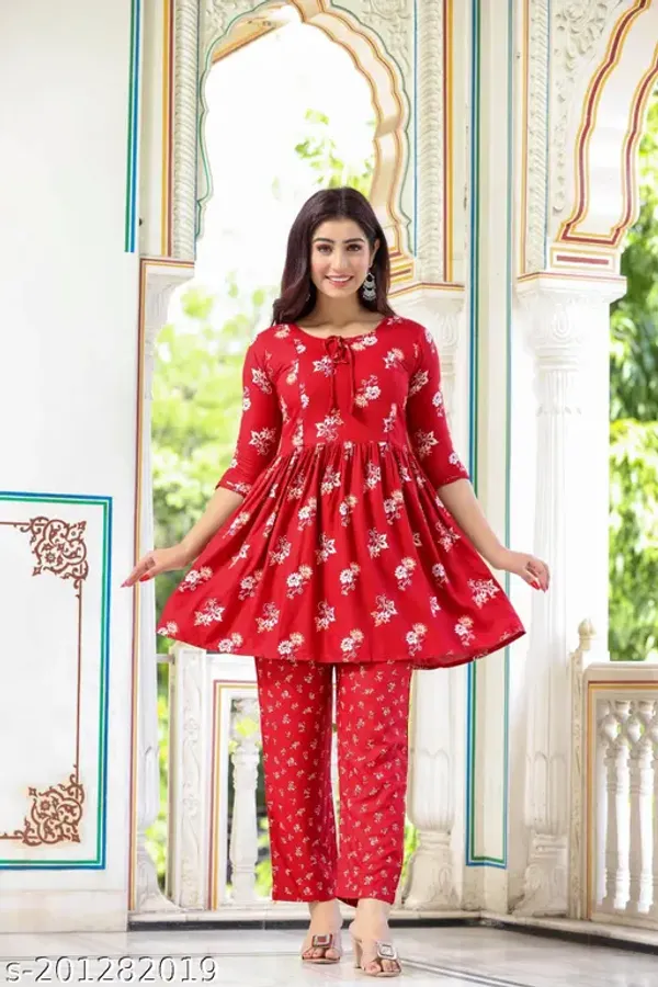 Red_Cotton_Printed_Floral_Night_Suit_For_Women