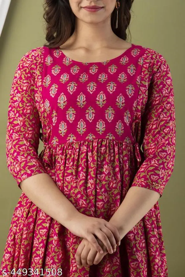 Maroon_Rayon_Maternity_Floral_Printed_Ankle_Length_Kurti_For_Women
